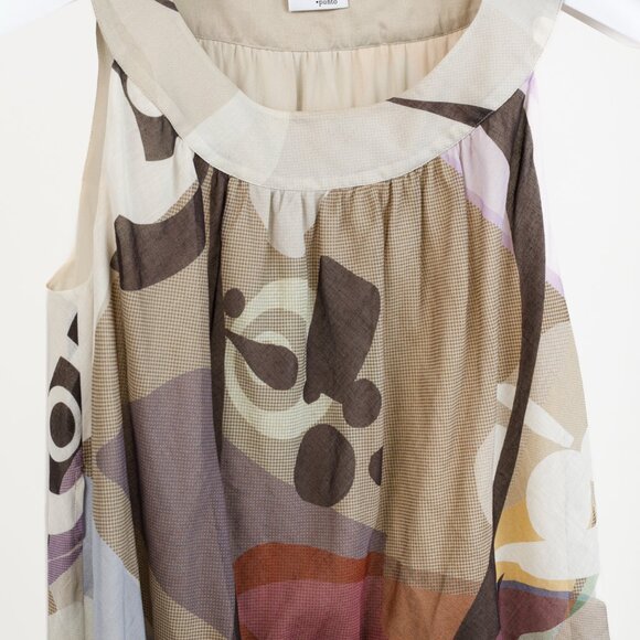 Akris Abstract Earth Tones Print Sleeveless Blouse - Picture 3 of 9